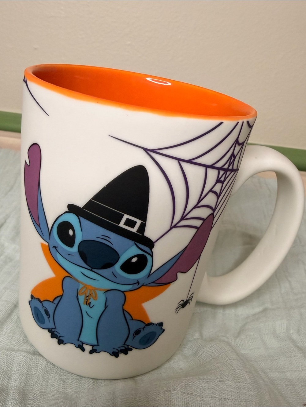 π Disney Stitch Halloween Pumpkin Witch Spiderweb Mug